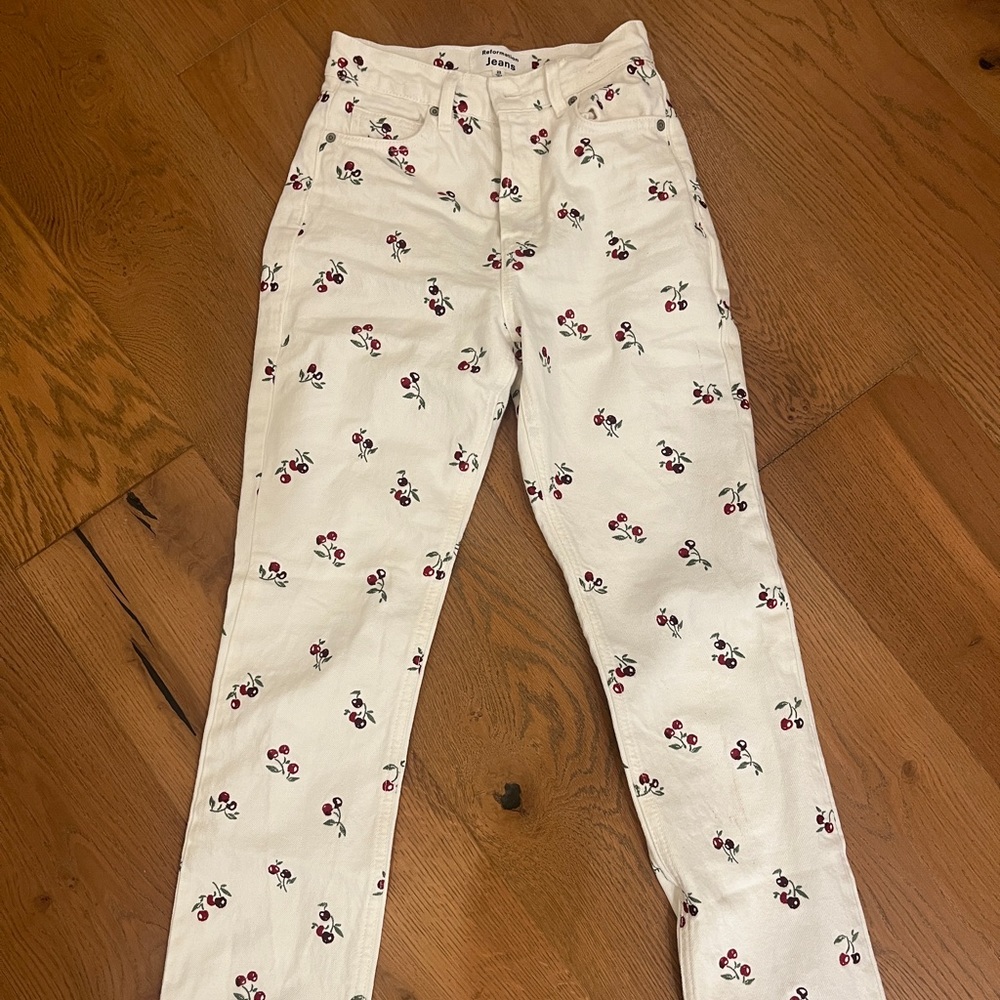 reformation cherry jeans
